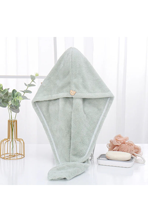 Green Microfiber Hair Towel Magic Fast Drying Dryer Towel Women Wrap Head Absorption Water Bath Hat