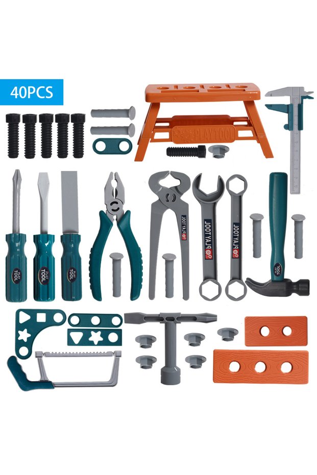 40pcs Children's STEM Construction Repair Toolbox Toy Set with Disassembling & Assembling Screwdrive