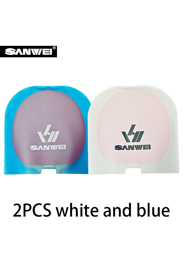 2PCS white and blue SANWEI Double-Sided Table Tennis Racket Protective Film Dust-proof Anti-Oxidatio