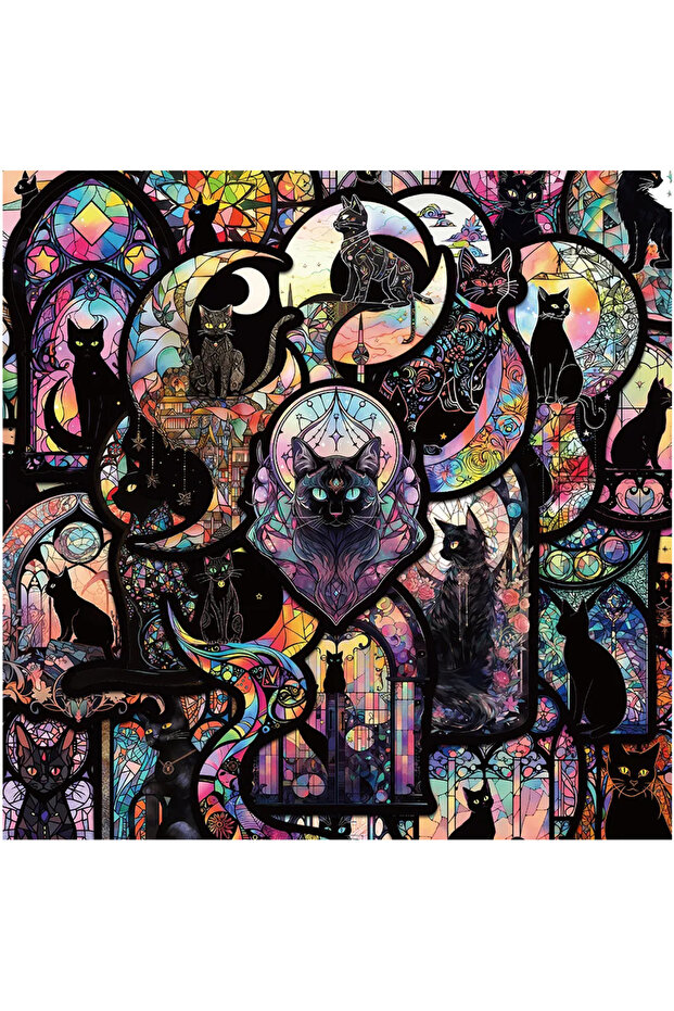 50PCS 10/30/50pcs Dark Gothic Black Cat Cartoon Stickers Aesthetic Graffiti Sticker Phone Suitcase L