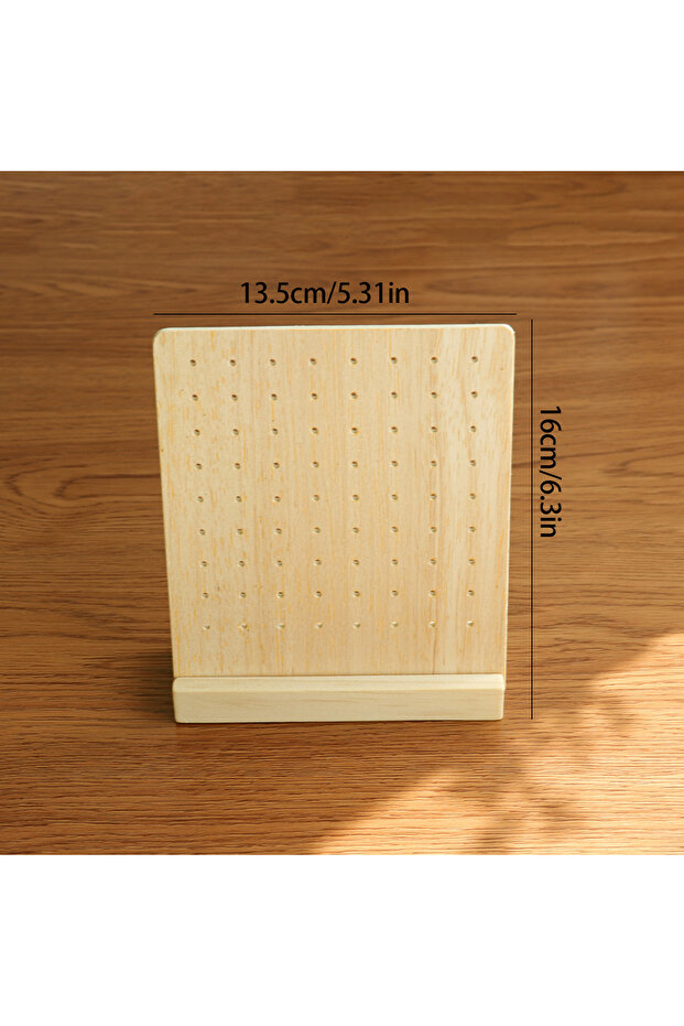 Beige Wooden Earrings Display Stand Desktop Ear Stud Dangle Earring Holder Jewelry Storage Rack Coun