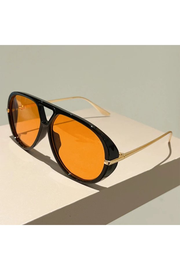 as picture shows black-orange GM LUMIAS Oversized Pilot Sunglasses 2025 New Vintage Double Bridge Su