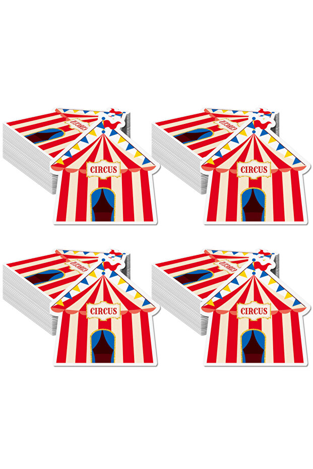 40pcs Circus-YX076 20/40/60pcs Circus House Shaped Napkins for Birthday Decoration, Dinner Paper Tab