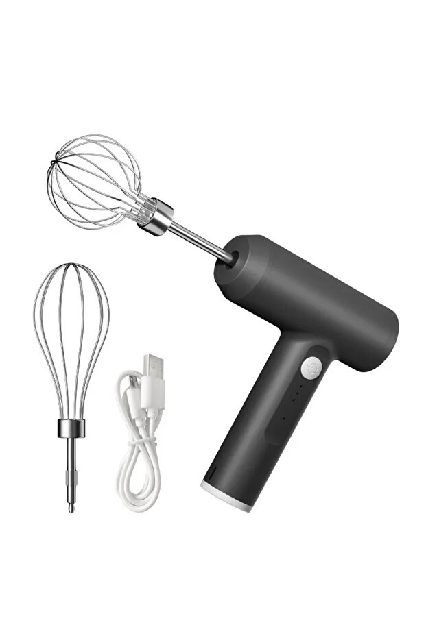 Black Electric Egg Beater Food Whisk Handheld Rechargeable 3 Speeds Egg Beater Baking Dough Cake Cre