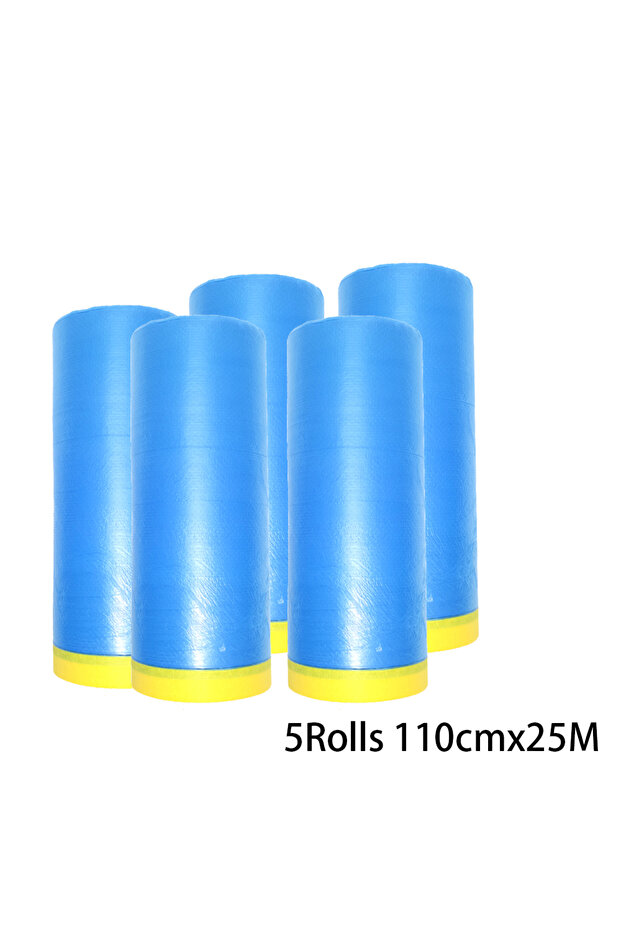 5 Rolls 5 Rolls Masking Film for Painting Pre-Taped Drop Cloth PE Film Automotive Paint Coverage She