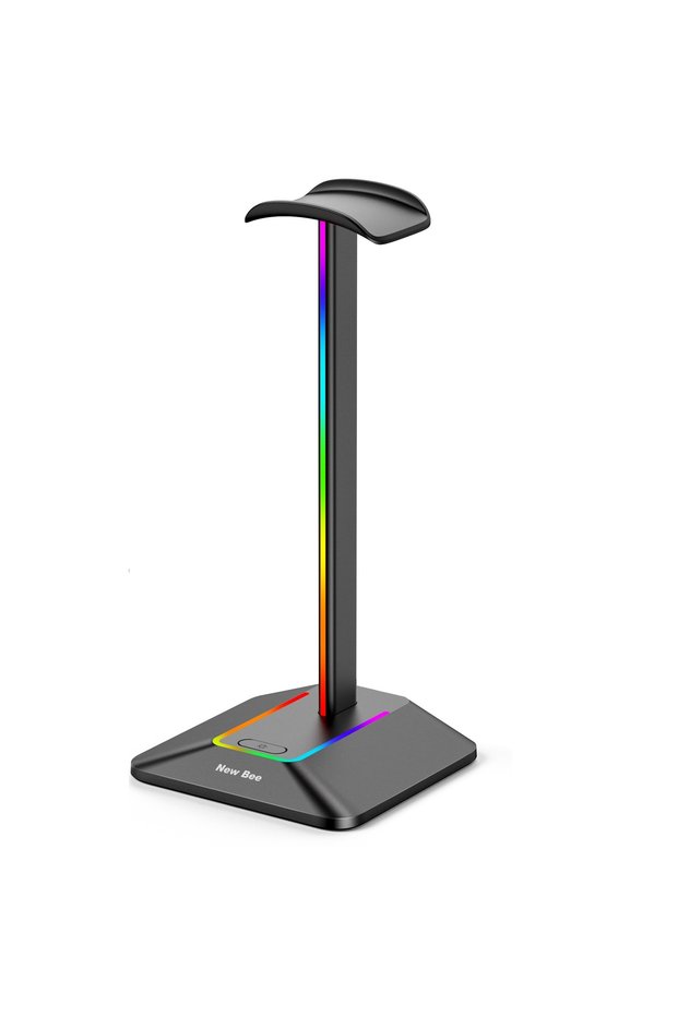 Black New Bee Z8 RGB Headphones Stand Holder with 2 USB Ports Desk Gaming Headset Cool Display Holde