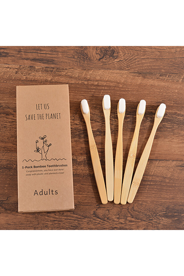 Style 2 5Pcs Ultra Fine Soft Toothbrush Million Bristle Adults Bamboo Toothbrush Vegan Teeth Deep Cl