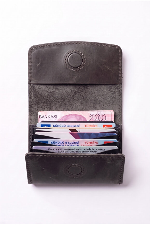100% Genuine Leather -Nox- Model Multi-Compartment Magnetic Unisex Wallet