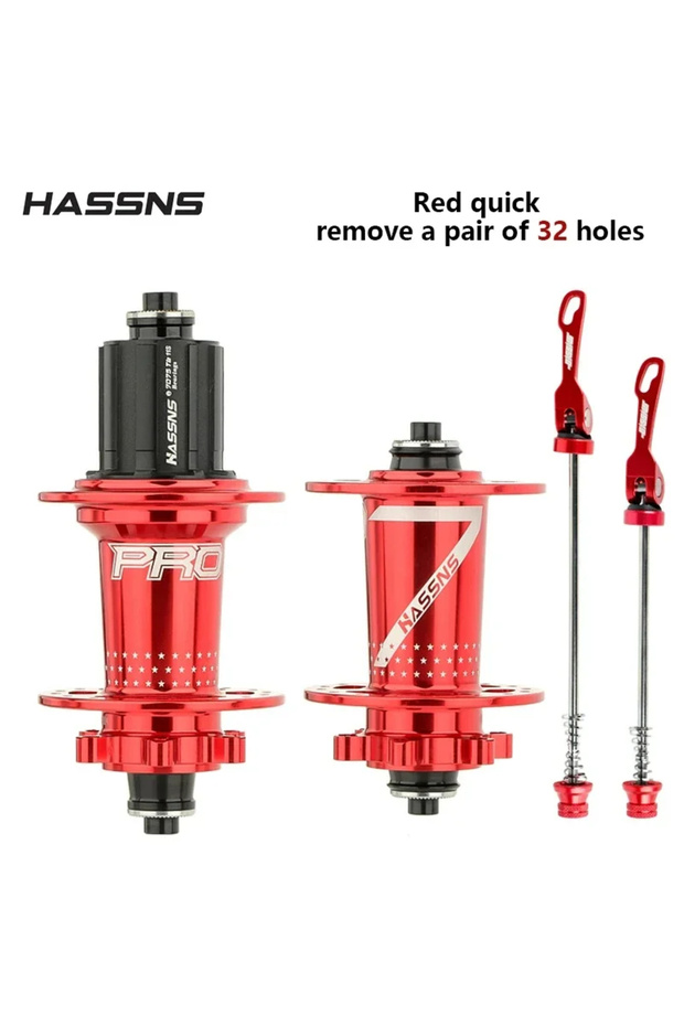 32H Red A Pair HASSNS PRO7 MTB Hub 24 32 36 Holes Bearing Mountain Bike Quick Release Hub 36h 32h 24