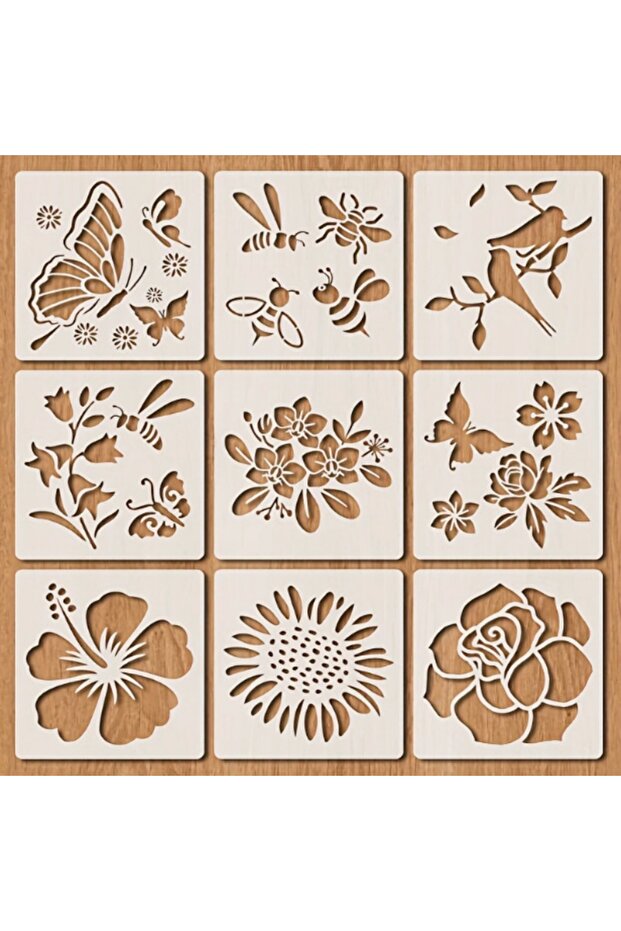 9pcs Bview Art Butterfly Stencils for Painting, 9-Pack Reusable DIY Templates for Wall Art, Spray Pa