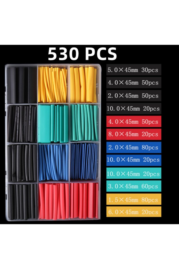 530pcs color 2:1,Heat Shrink Tubing,127-850 PCS,Insulated Polyolefin Sheathed,Electronic DIY Kit,El