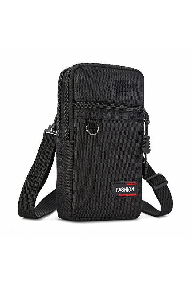 Black Mobile Phone Case Pouch Waist Bag Multifunction Outdoor Casual Men Waist Pack Small Bag Single