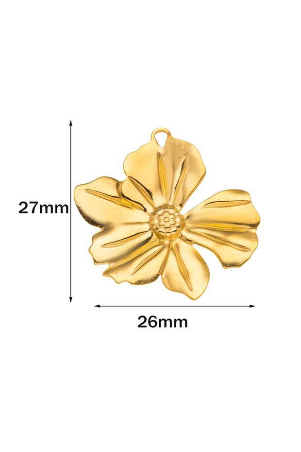 Gold 26x27mm 5pcs Large Stainless Steel Flower Charms Pendants Bulk for DIY Necklace Earring Bracele