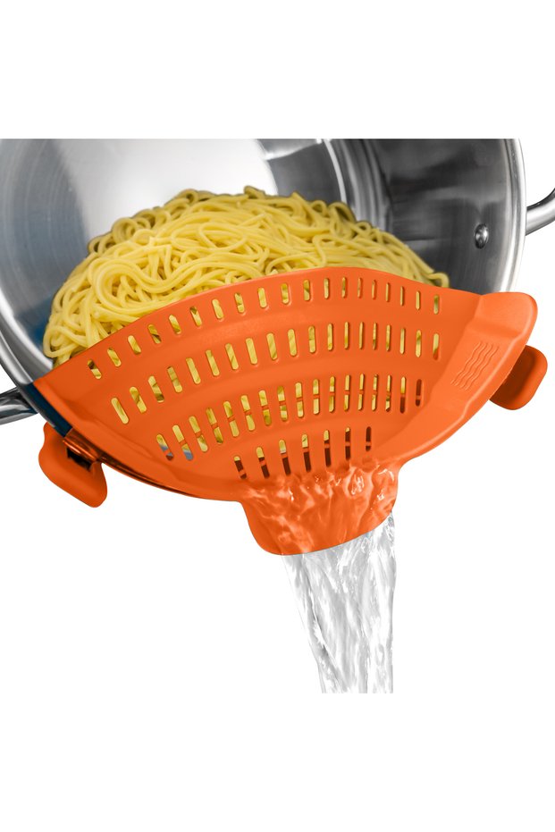 Orange 1pc, Strainer, Silicone Pot Strainer, Adjustable Silicone Clip On Strainer For Pots Pans And