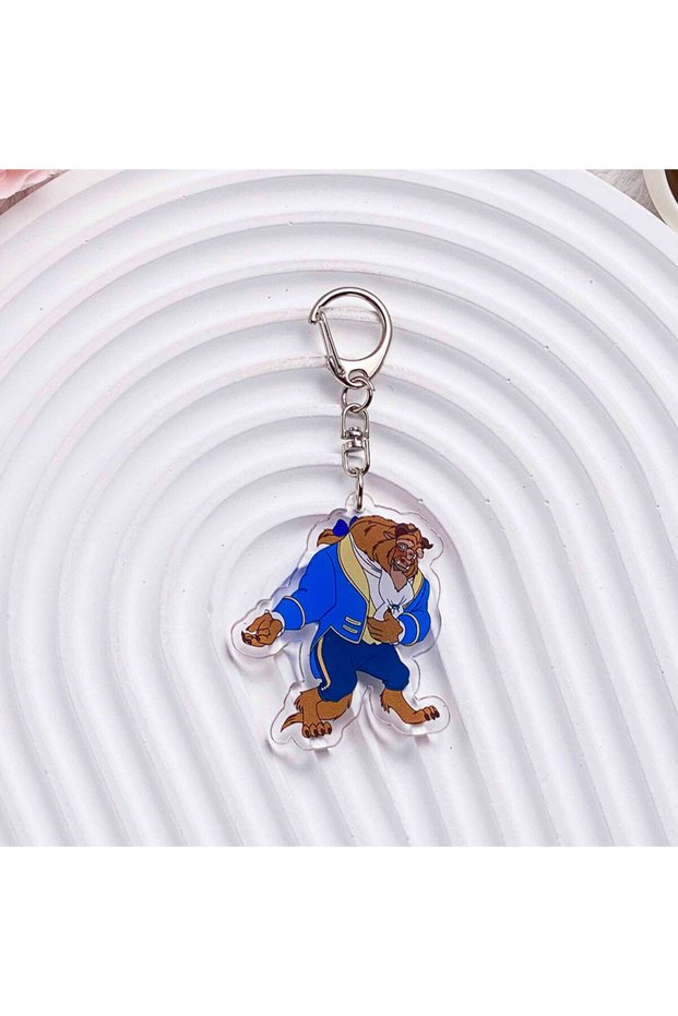 5 cm 1 1/18PCS Anime Beauty and the Beast Acrylic Car Keychain Cartoon Bag Charms Accessories Backpa