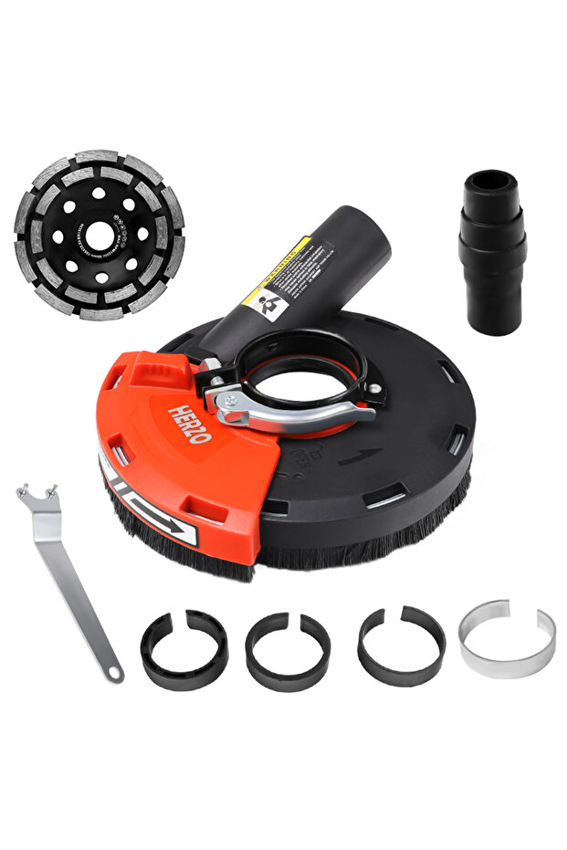 With 1pc Cup Wheel HERZO GT119125A 125MM Grinding Dust Shroud For Angle Grinder With Attachments