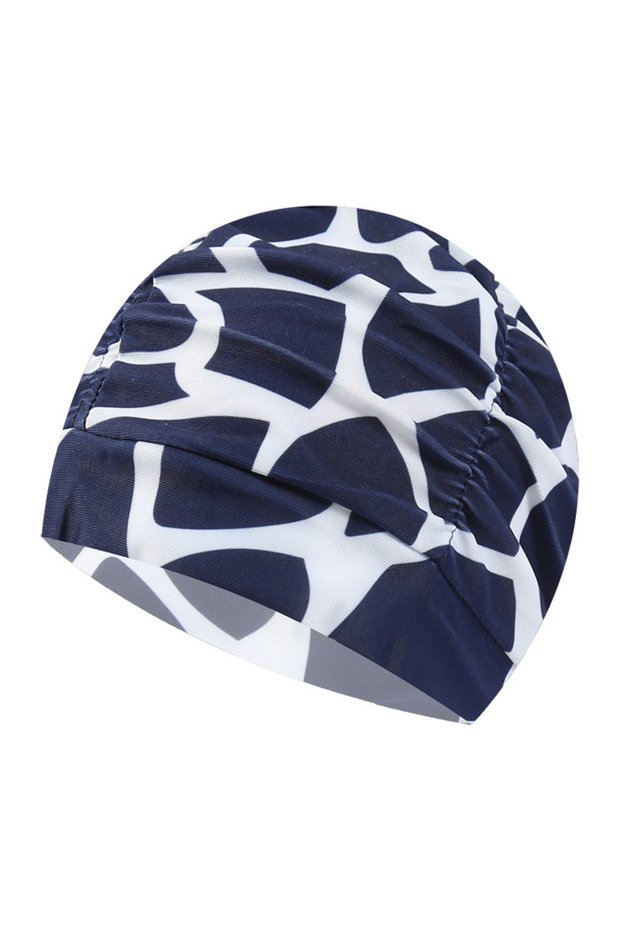One Size 16 Pleated Fabric Swimming Caps Women Men Flower Heart Stars Print Swim Pool Water Sport Lo