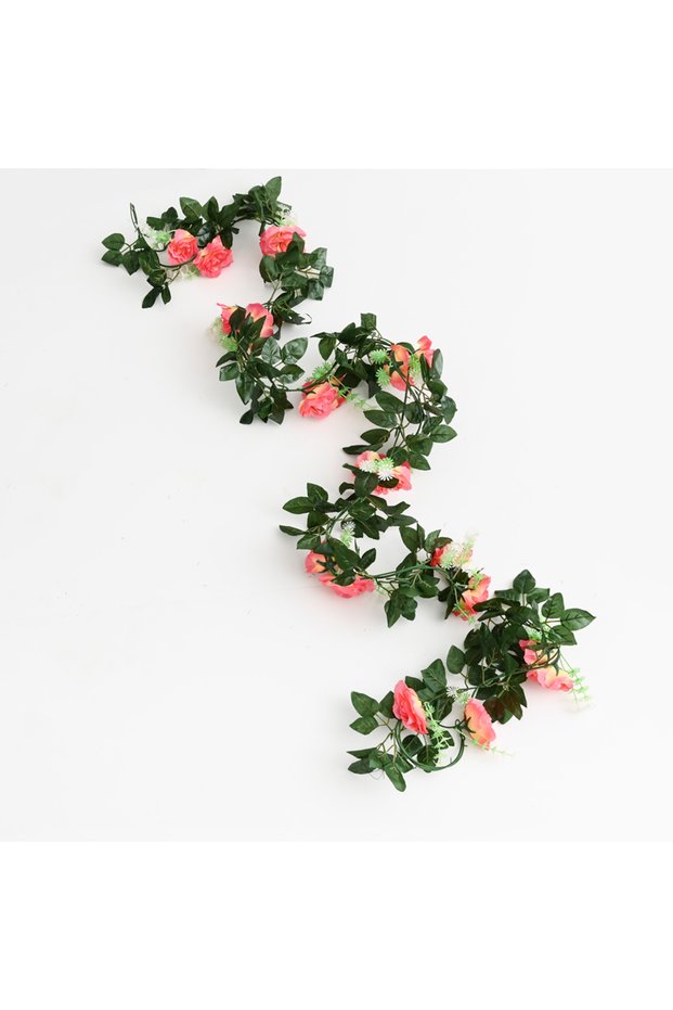 1pc Rose Red 1Pc Silk Rose Artificial Vine Hanging Flower Rattan Plant Leaf Garland Outdoor Wedding