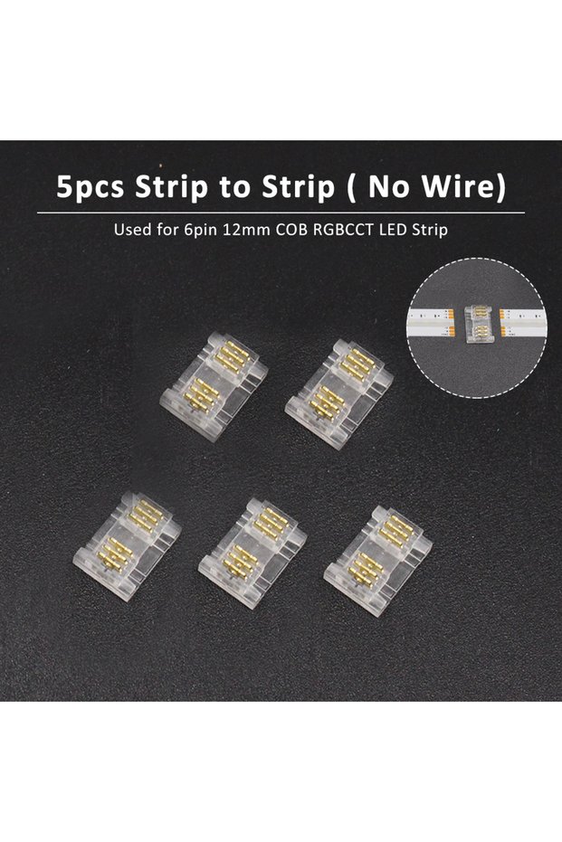 Strip to Strip 6pin COB LED Strip Light Connector Welding-Free Quick RGBCCT Connectors Crystal Solde
