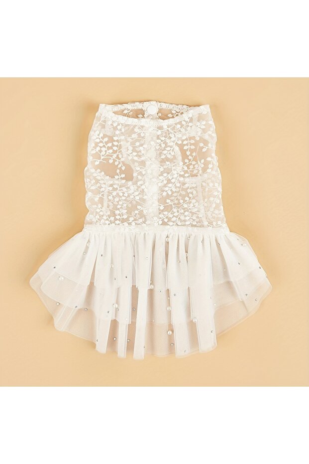 M White Dog Wedding Party Suit Summer Mesh Dress Suitable For Cats And Dogs