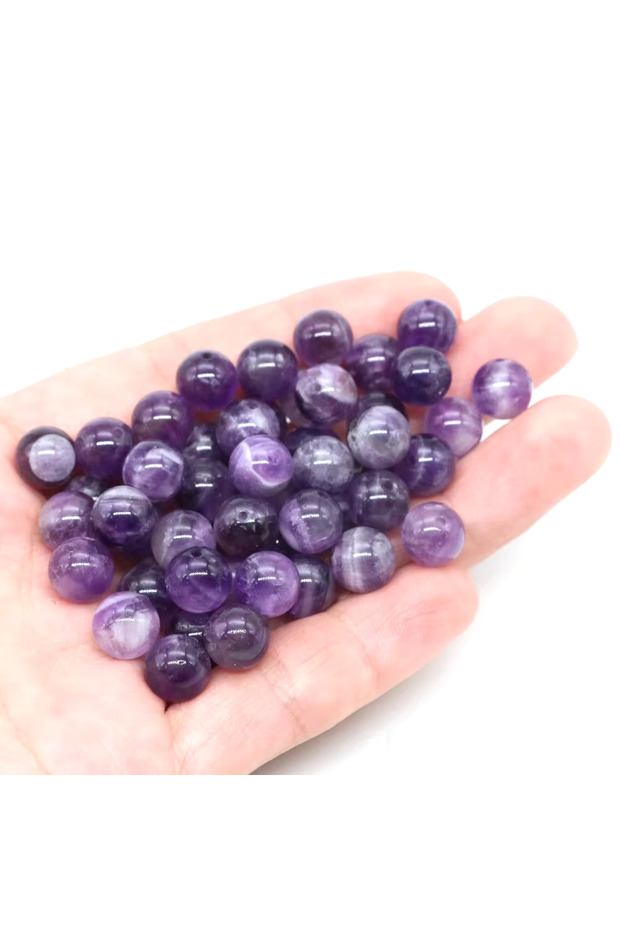 4mm ( 85 to 90pcs ) Dream Amethyst Natural Dark Purple Dream Amethyst Stone Round Smooth Loose Space