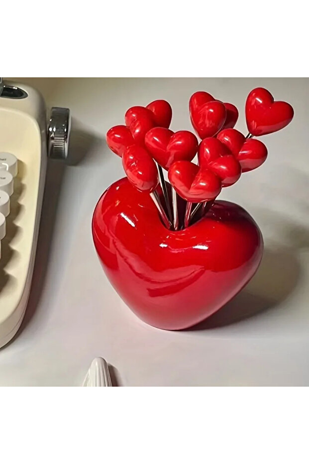 1 set Valentine's Day Love Fruit Forks 1 Set - Stainless Steel Cake Snack Tableware Party Favors Kit