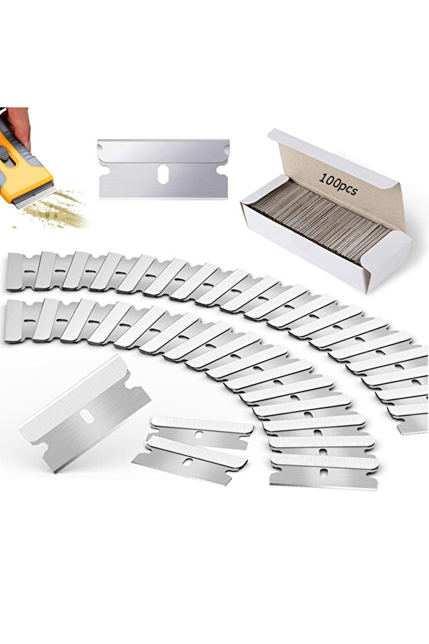 100pcs Metal Blades 100Pcs Razor Scraper Blades Car Sticker Remover Window Glass Paint Scraper Clean