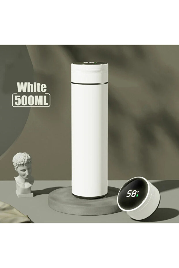 500ml White 500ML Temperature Display Thermos Cup Stainless Steel Divided Thermos Bottle Outdoor Vac