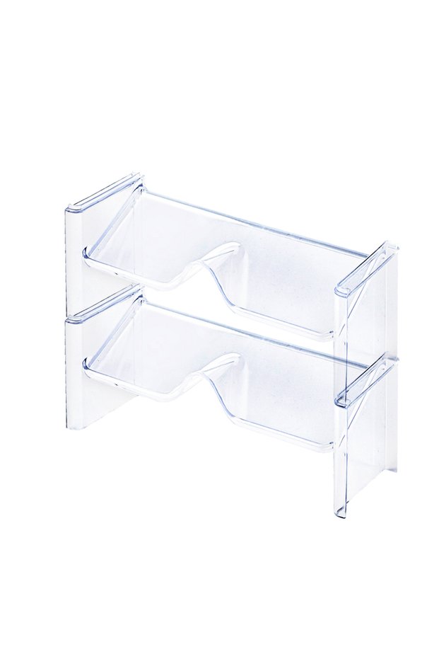 2pcs 2 Pack Stacking Glasses Storage Rack Desktop Counter Sunglasses Display Rack (Transparent)