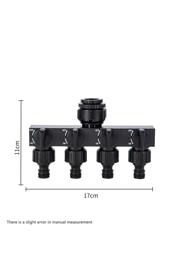 Black Faucet Connector Garden Accessories Water Distributor 4 Way Watering Supplies Irrigation Fitti