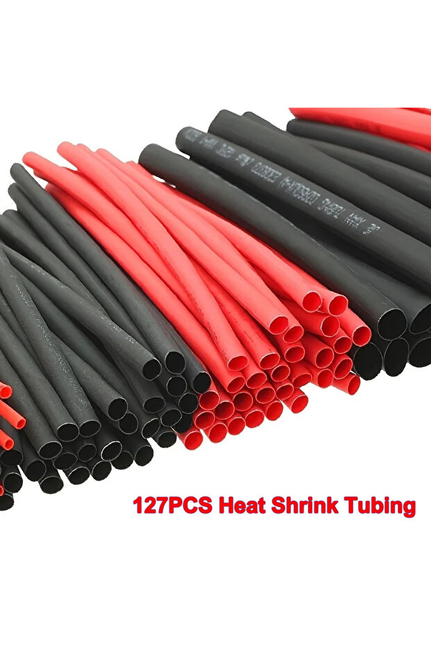 127PCS Black Red Heat Shrink Tubing 2:1 Assortment Polyolefin Tube Car Cable Sleeving Wrap Wire Kit