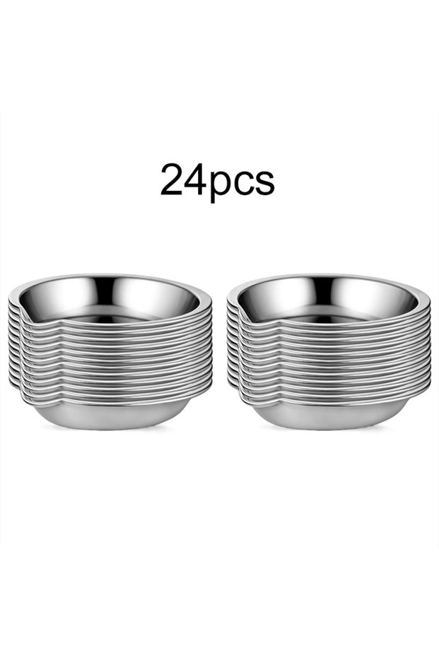 24pcs 6/12/24pcs Stainless Steel Painting Palette Spouted Color Bowls Oil Paint Trays Paint Color Mi