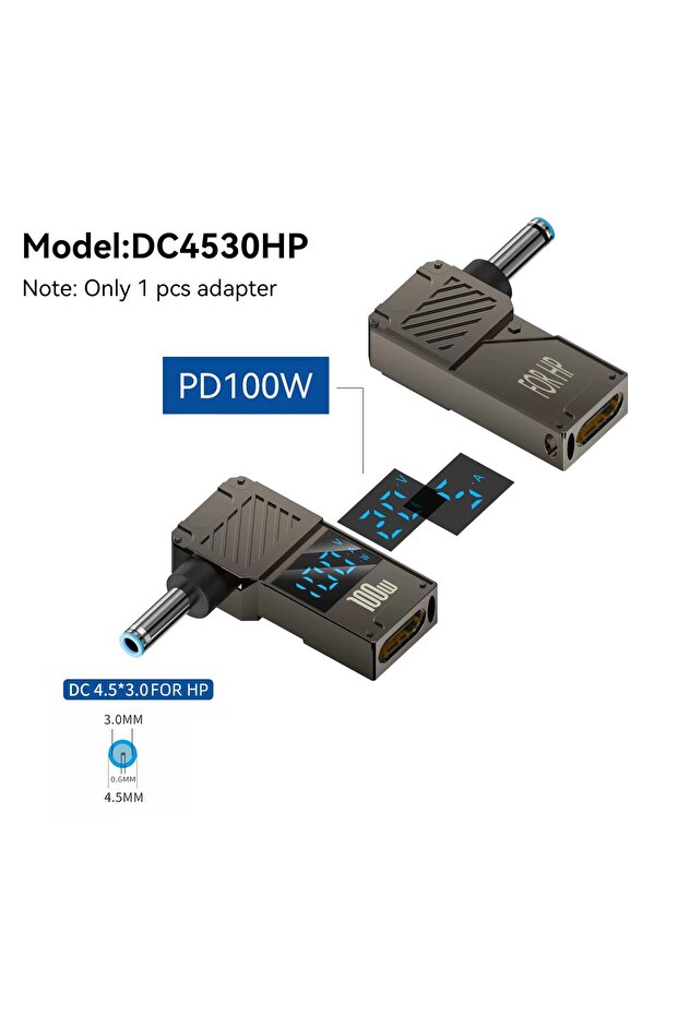 45x30 HP SX PD100W Type-C to DC Plug Converter USB C to DC Laptop Charging Adapter Power Charger Con