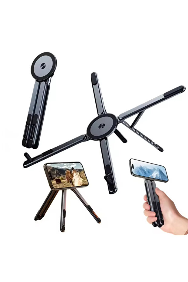 Multifunctional Magnetic Phone Holder Handheld Selfle Stick Foldable Tripod Portable Desk Stand for
