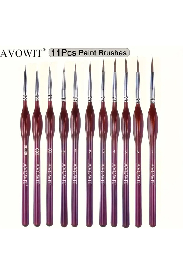 11pcs wine red 11pcs Detail Brush Set, Triangle Handle Micro Brush, Acrylic Painting Art Brush, Mode