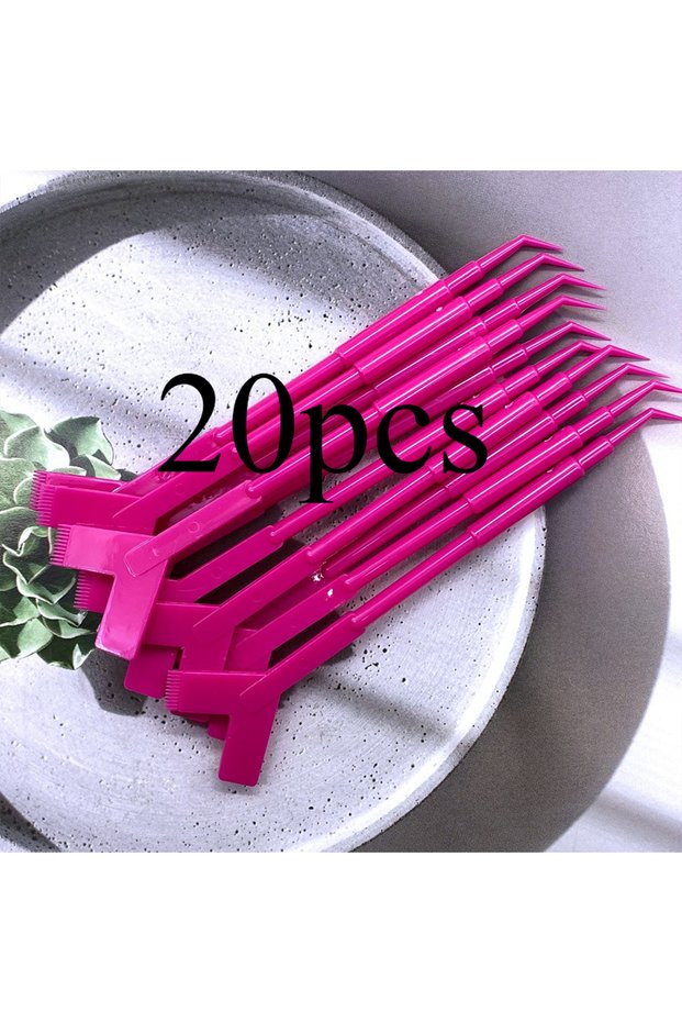 20pcs RoseRed 20Pcs Makeup Eyelash Brushes Reusable Plastic Clean Comb Y Shape Eyelash Lifting Curle