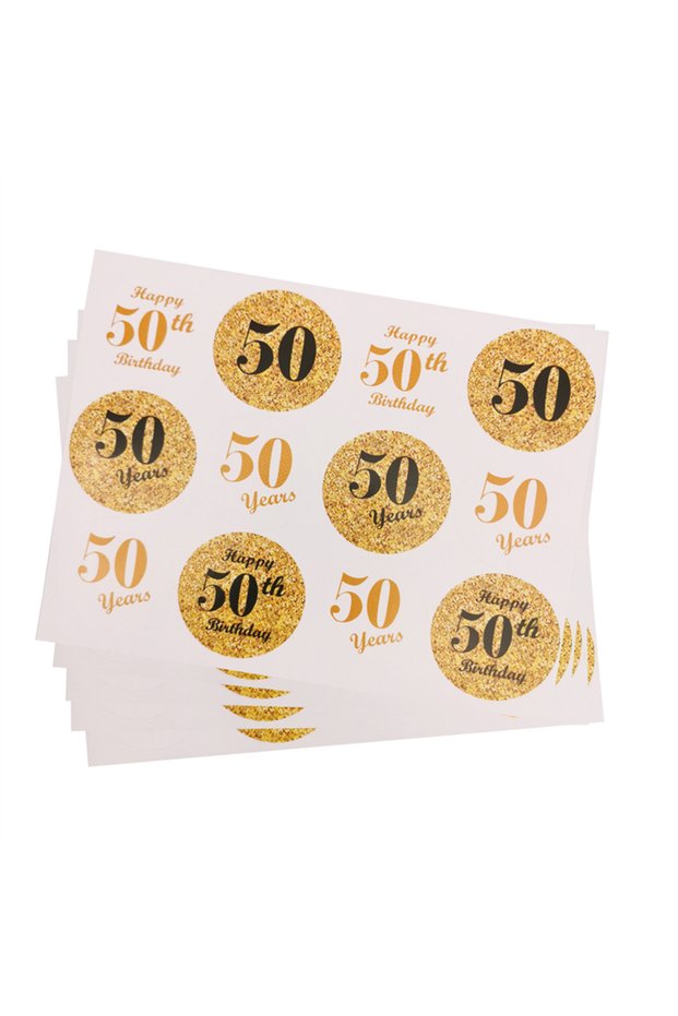 4cm 50 60pcs 4cm Gold Happy 30 40 50 60th Birthday Seal Stickers Adult Birthday Party Decoration Hap