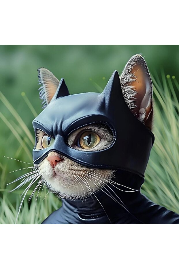 black Cat Bat Mask Feline Role-play Headpiece Form-fitting Pet Costume Accessory Whimsical and Adora