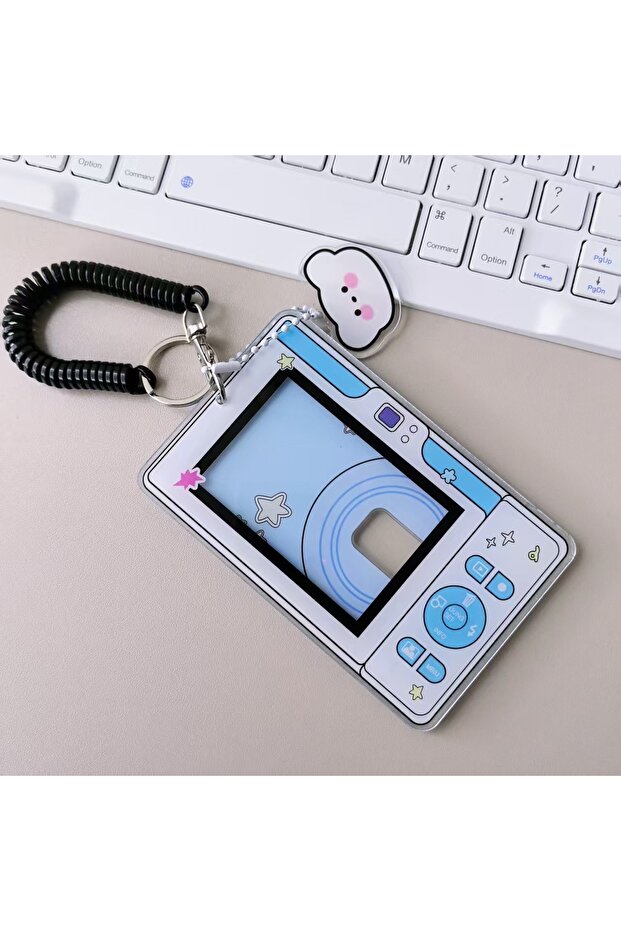 blue Cartoon Phone Camera Acrylic 3 Inch DIY Card Holder Photocard Stand Insert Card Case Desktop Di