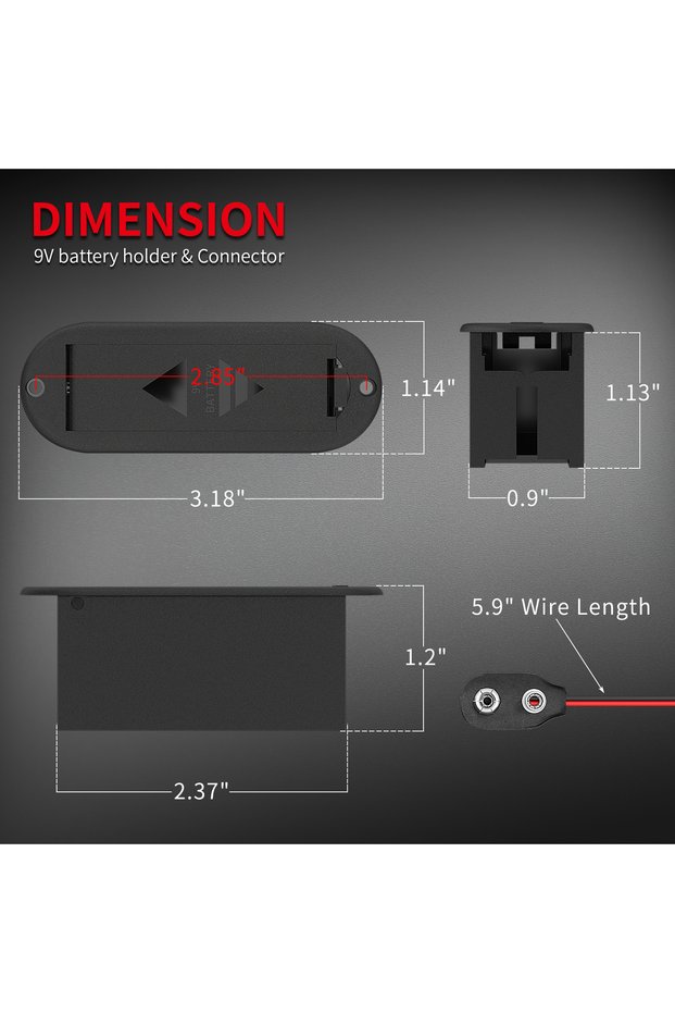9V 2PCS 9V Battery Holder with Connector Cover 9 Vlot Battery Holder Case Box for Guitar Bass Pickup