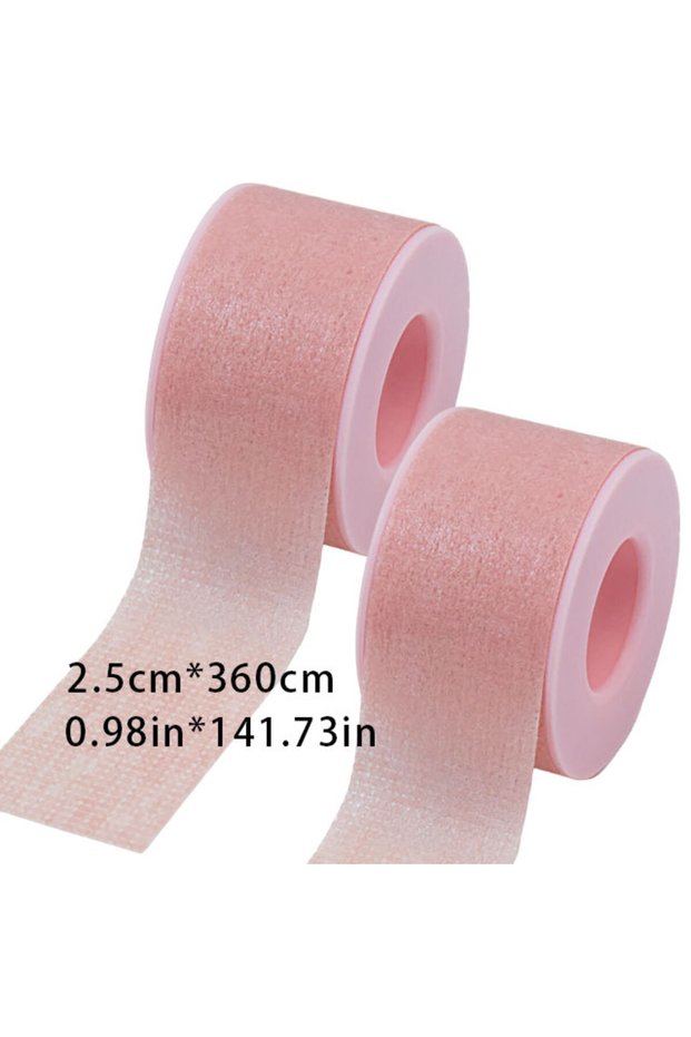 Pink-360cm-2pc New breathable easy to tear Medical Tape/White Silk Paper Under Patches Eyelash Exten