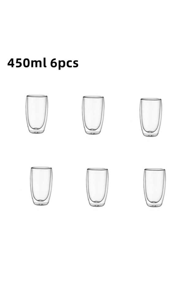 80-450ml 450ml 6pcs 80/150/250/350/450ml Double-Wall Insulated Clear Glass Espresso Cups Perfect for