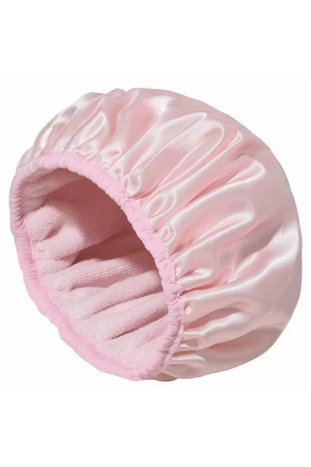 pink Reusable Shower Cap with Dry Hair Function, Suitable for Women, Microfiber Towel Fabric, Silky