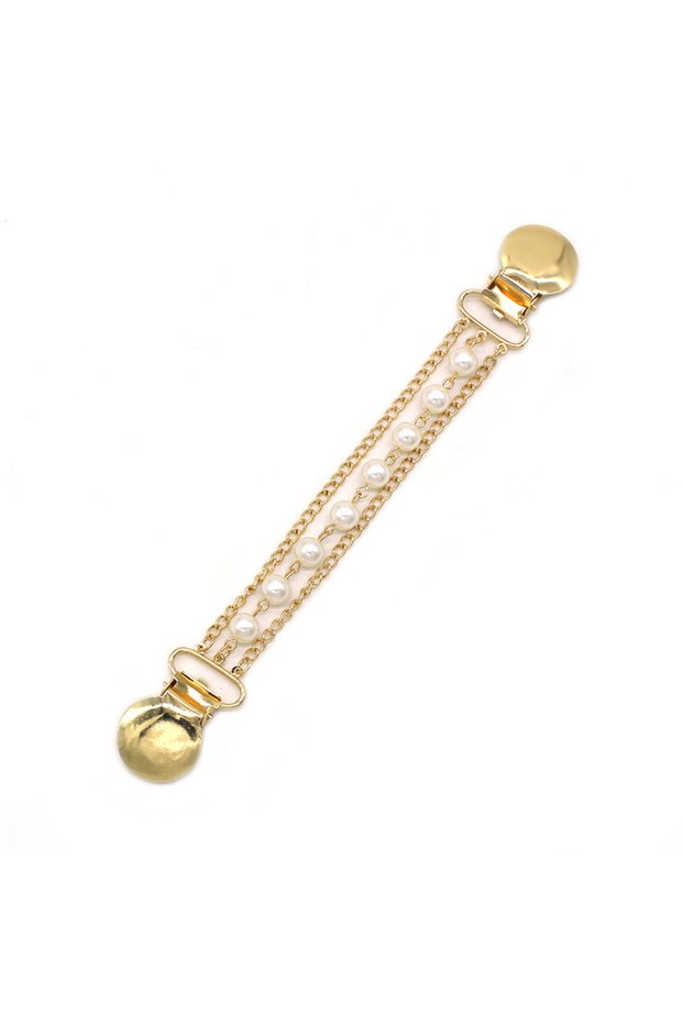 D Pearls Sweater Clips Fasteners Pearl Brooch Clips Cardigan Shawl Dress Shirts Collar Back Cinch Cl
