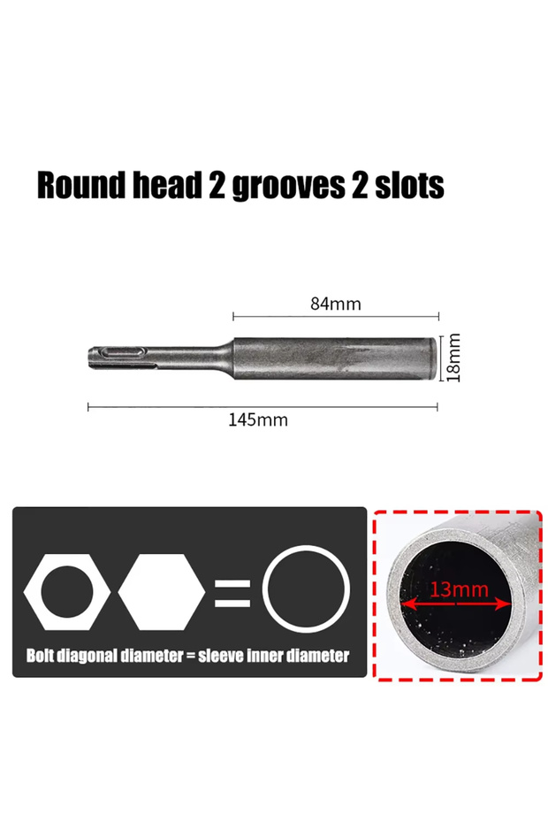 round 13mm 1PC Ground Rod Driver Bit Ground Bar Controller SDS Plus Forged Steel Drill Bit Compatibl