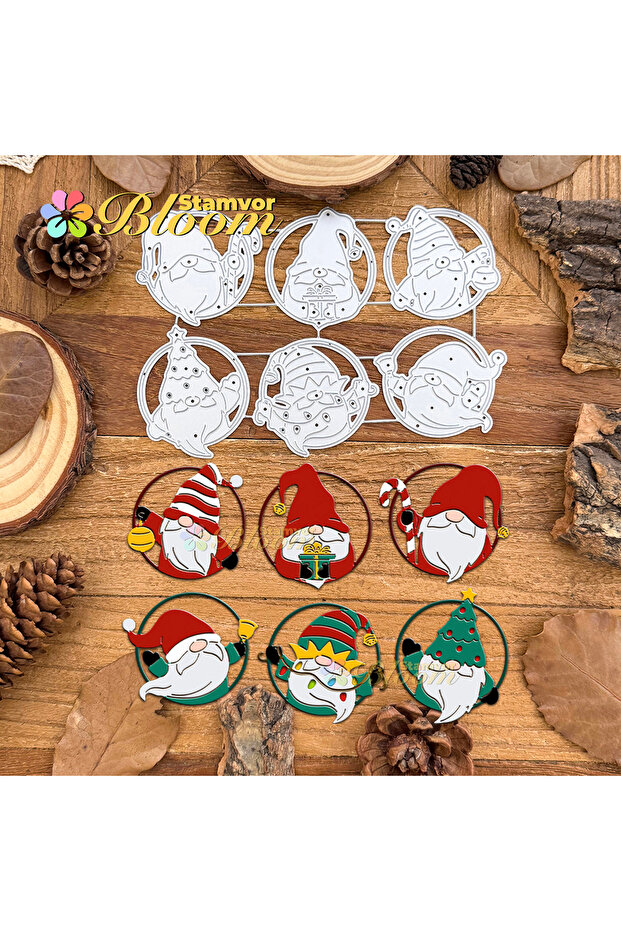 Original Lovely Christmas Gnomes Circles Metal Cutting Dies Scrapbooking Decorative Embossing