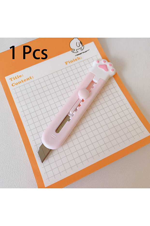 A Kawaii Mini Pocket Cat Paw Art Utility Knife Express Box Knife Paper Cutter Craft Wrapping Refilla