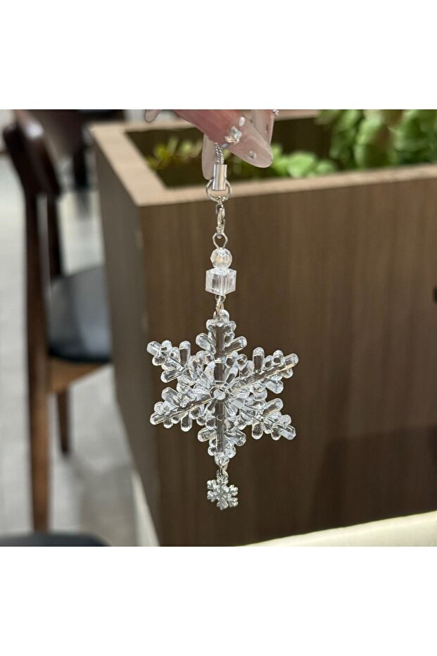1Pc Transparent Snowflake Decorative Phone Charm, Paired with a Small Snowflake Pendant, Suitable fo