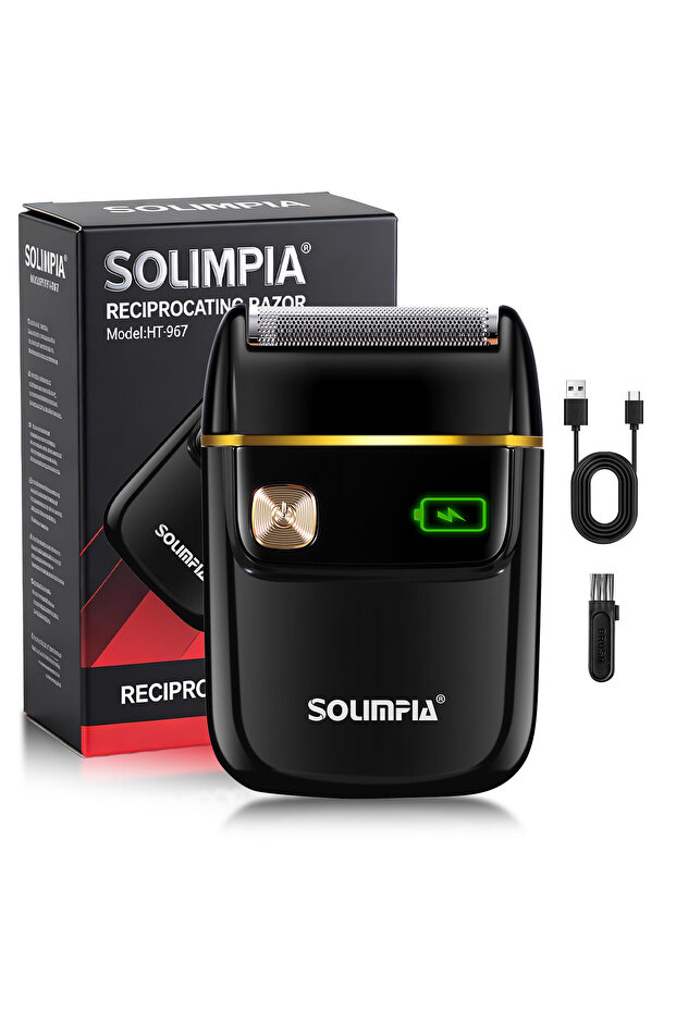HT-967 Solimpia Portable Mini Electric Shaver for Men Single-Head Reciprocating Smart Digital Displa