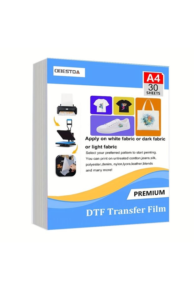 A4 30sheets A4 30 Pcs DTF Transfer Film PET Heat Transfer Paper Matte Double-Side Clear Pretreat She